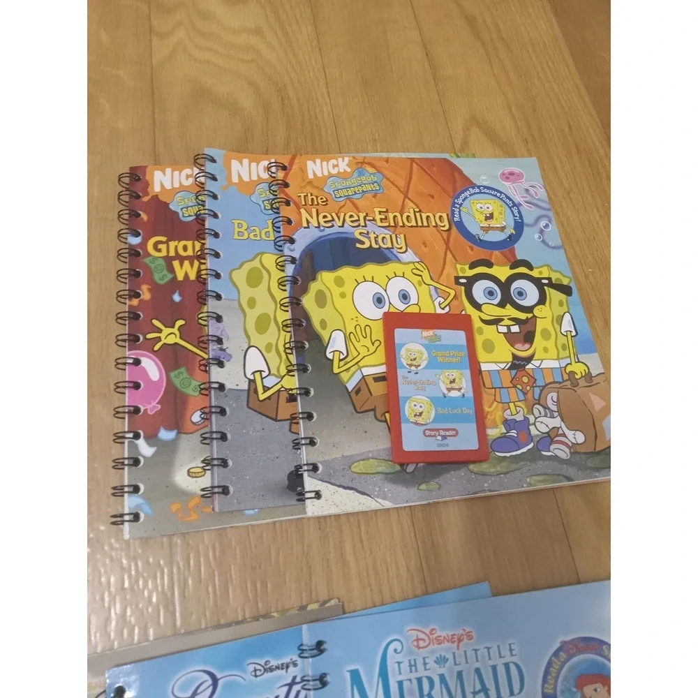 Vintage Children's Electric Story Reader System  SpongeBob Nemo 11 Books Cartrid
